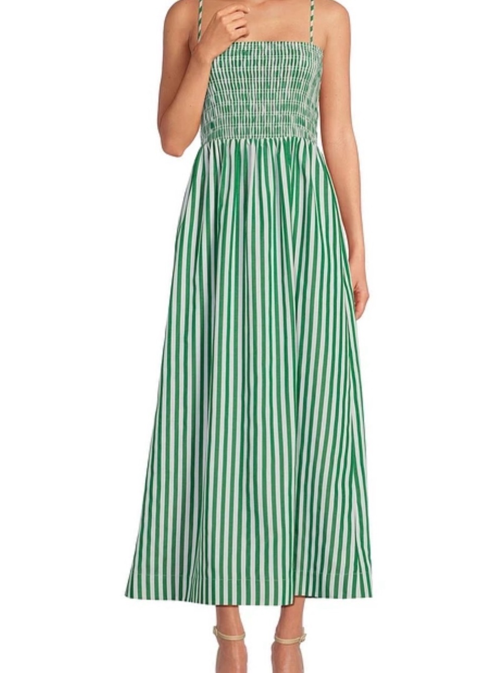 Gianni Bini Green & White Striped Smocked Sundress